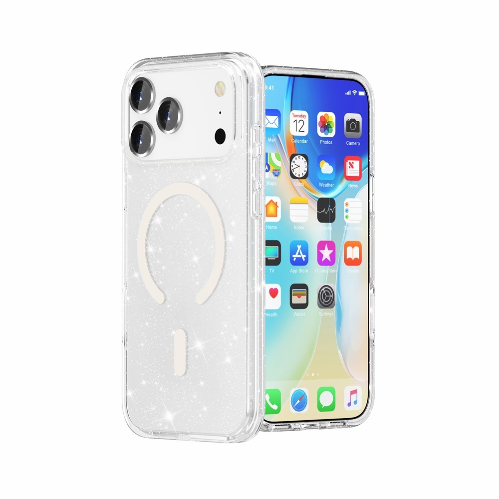 Powder gélový obal s pevným chrbtom a MagSafe na mobil iPhone 18 Pro Max/17 Pro Max - biely