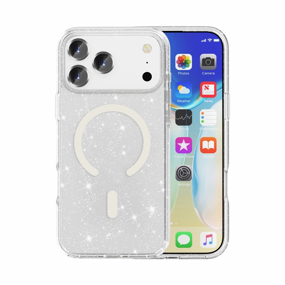 Powder gélový obal s pevným chrbtom a MagSafe na mobil iPhone 18 Pro Max/17 Pro Max - biely