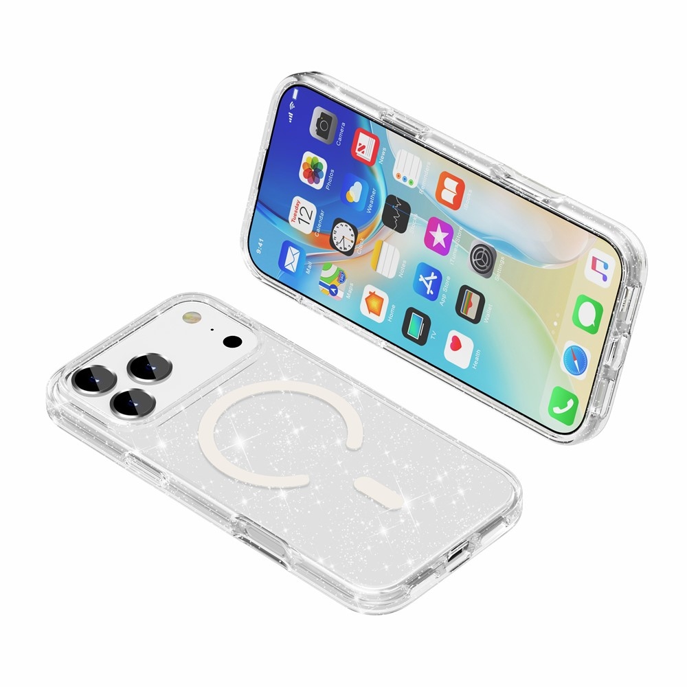 Powder gélový obal s pevným chrbtom a MagSafe na mobil iPhone 18 Pro Max/17 Pro Max - biely
