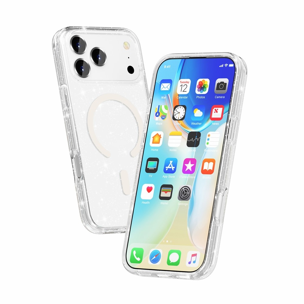 Powder gélový obal s pevným chrbtom a MagSafe na mobil iPhone 18 Pro Max/17 Pro Max - biely