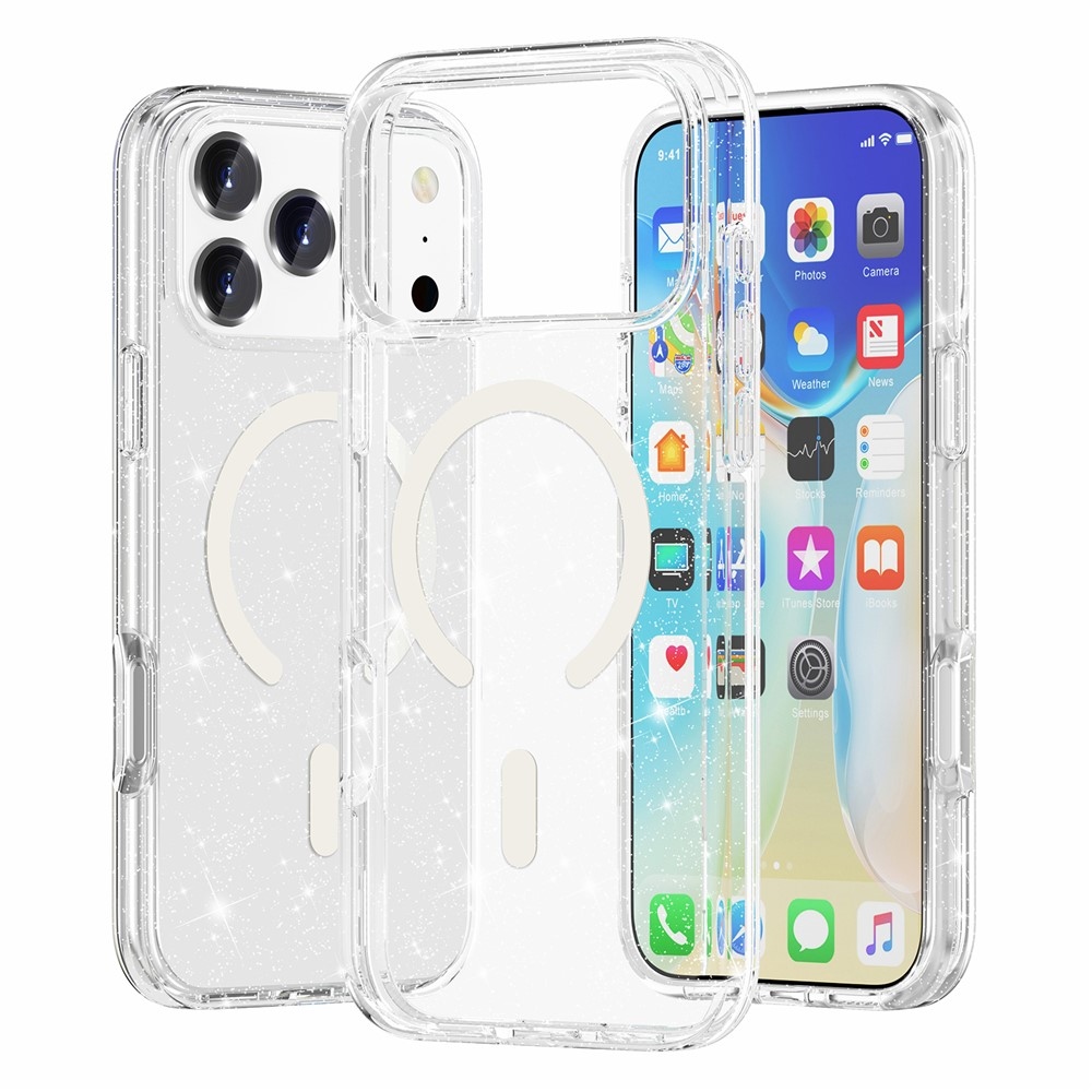 Powder gélový obal s pevným chrbtom a MagSafe na mobil iPhone 18 Pro Max/17 Pro Max - biely