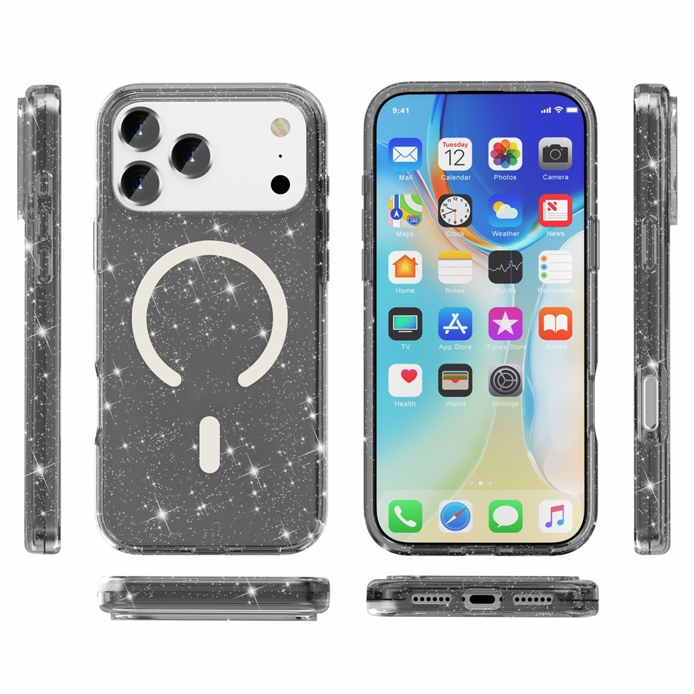 Powder gélový obal s pevným chrbtom a MagSafe na mobil iPhone 18 Pro Max/17 Pro Max - čierny