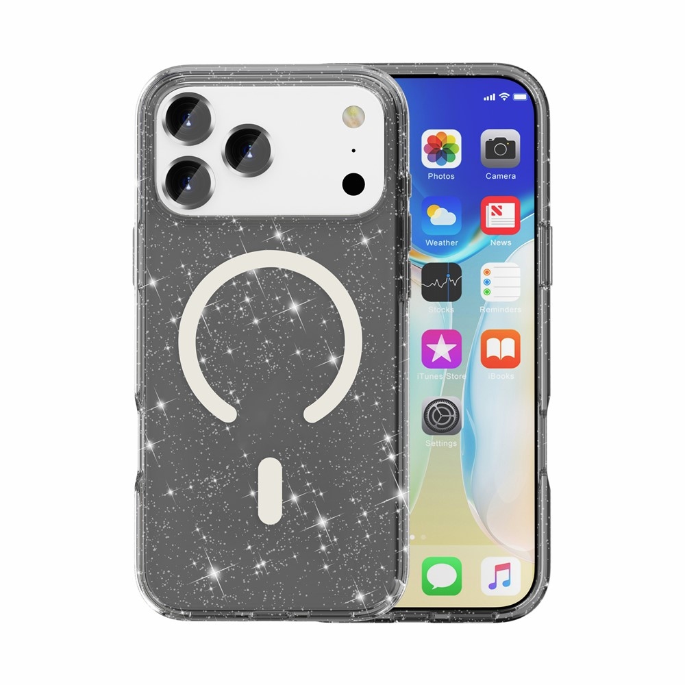 Powder gélový obal s pevným chrbtom a MagSafe na mobil iPhone 18 Pro Max/17 Pro Max - čierny
