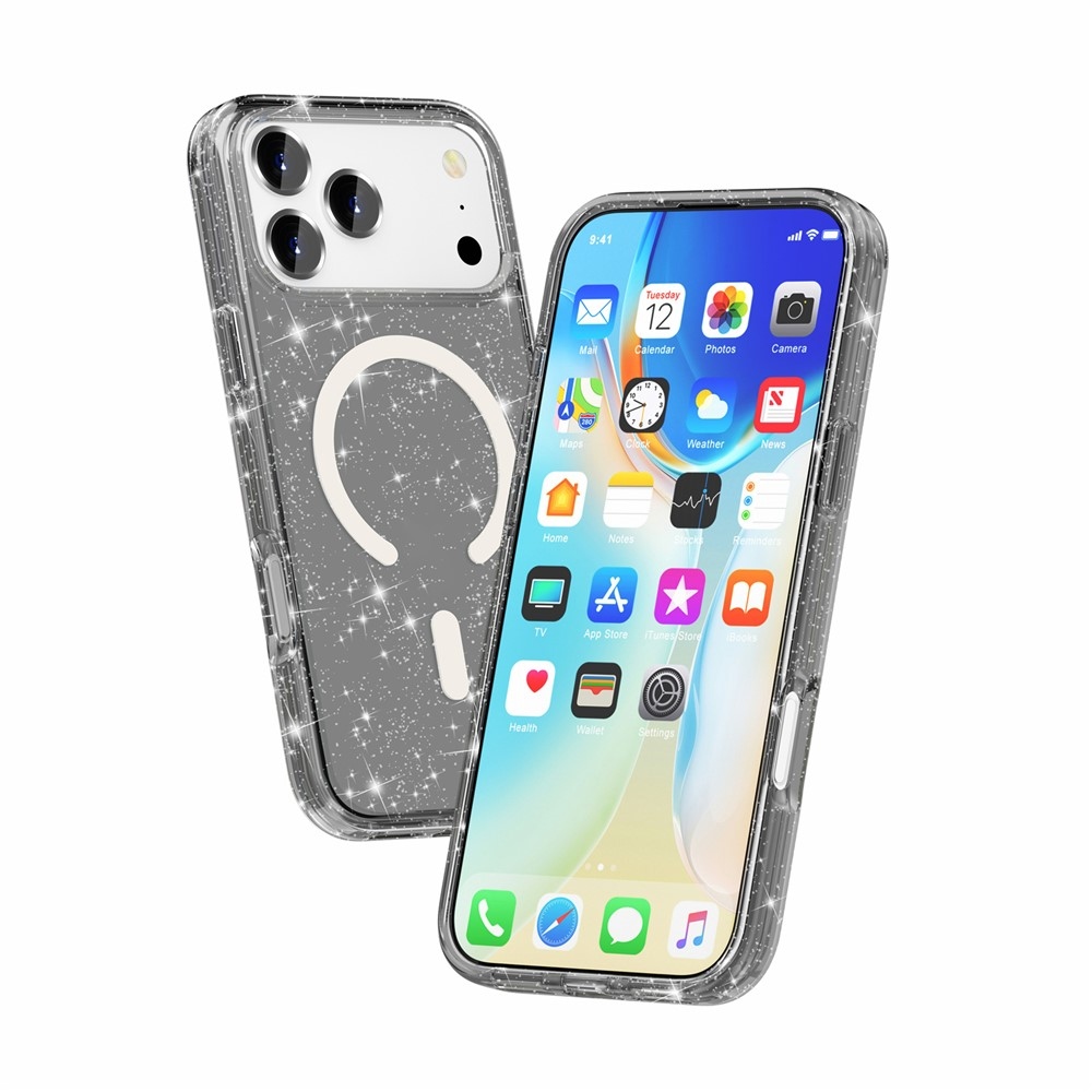 Powder gélový obal s pevným chrbtom a MagSafe na mobil iPhone 18 Pro Max/17 Pro Max - čierny