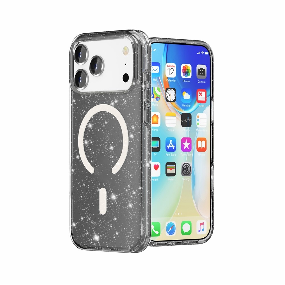 Powder gélový obal s pevným chrbtom a MagSafe na mobil iPhone 18 Pro Max/17 Pro Max - čierny
