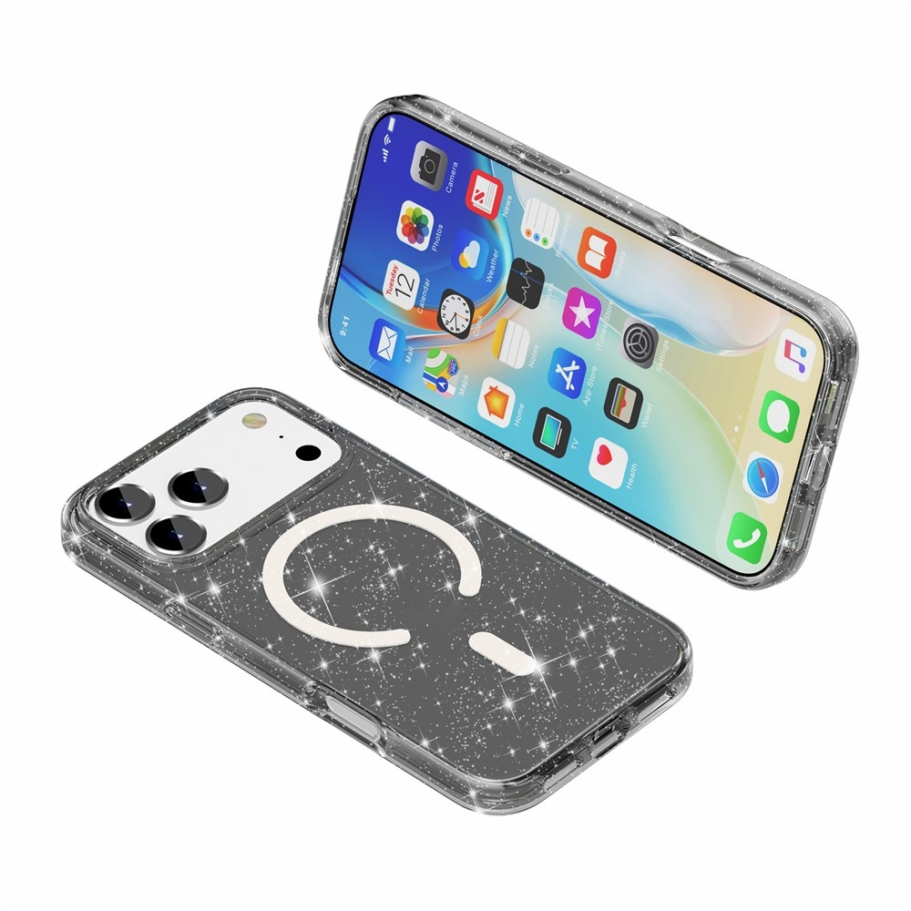 Powder gélový obal s pevným chrbtom a MagSafe na mobil iPhone 18 Pro Max/17 Pro Max - čierny