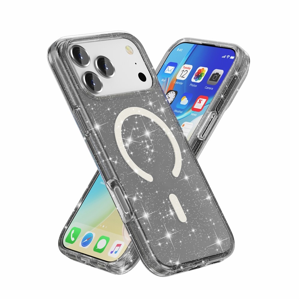 Powder gélový obal s pevným chrbtom a MagSafe na mobil iPhone 18 Pro Max/17 Pro Max - čierny