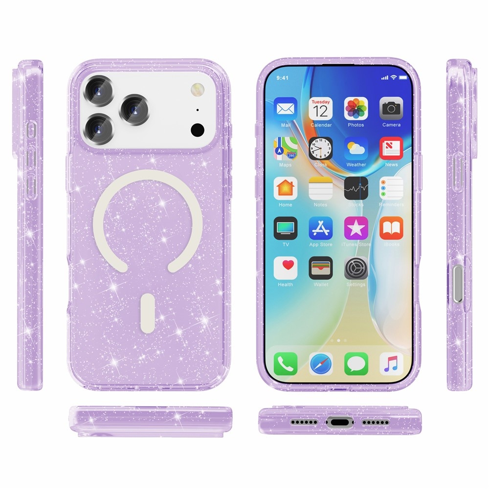 Powder gélový obal s pevným chrbtom a MagSafe na mobil iPhone 18 Pro Max/17 Pro Max - fialový