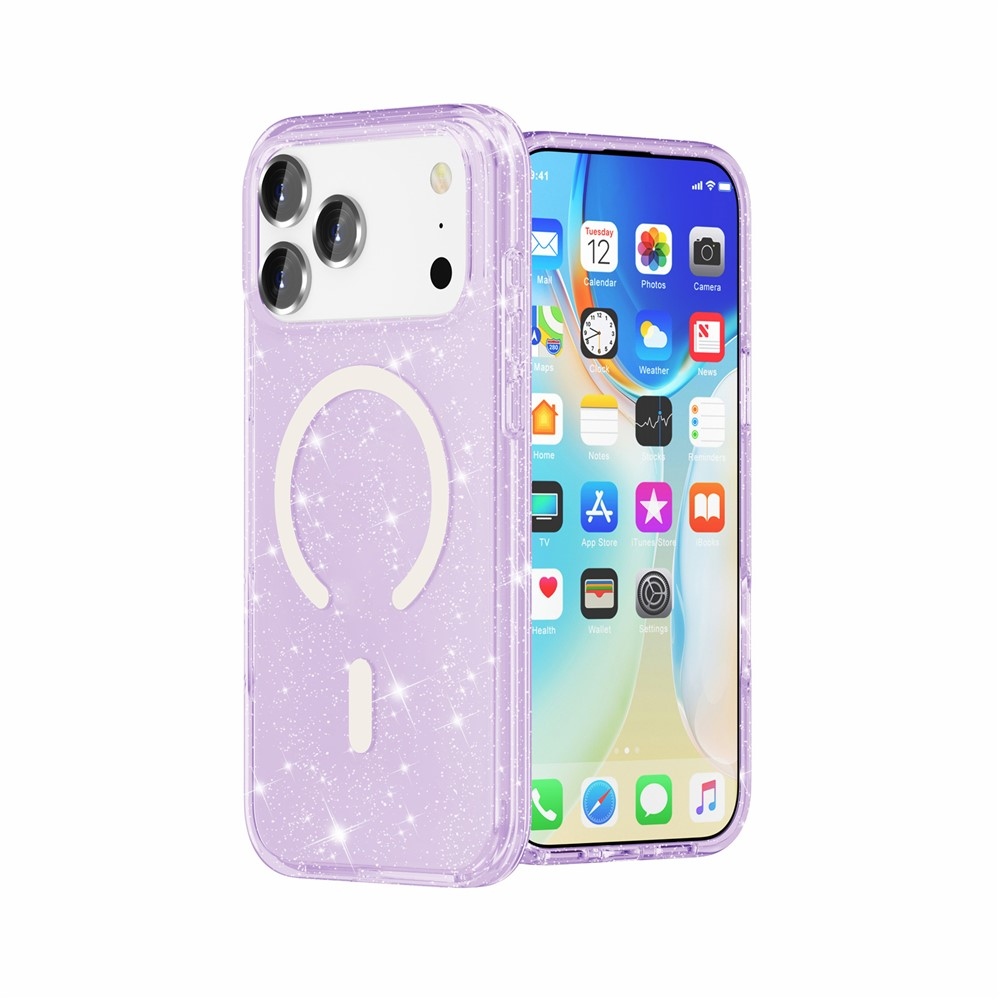 Powder gélový obal s pevným chrbtom a MagSafe na mobil iPhone 18 Pro Max/17 Pro Max - fialový