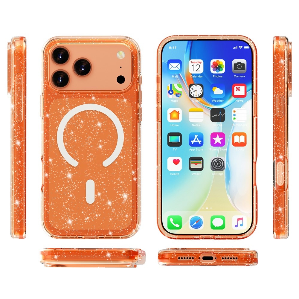 Powder gélový obal s pevným chrbtom a MagSafe na mobil iPhone 18 Pro Max/17 Pro Max - oranžový