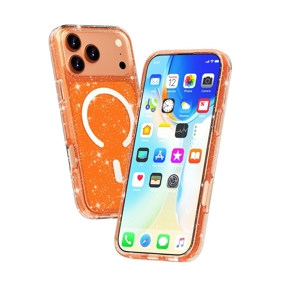 Powder gélový obal s pevným chrbtom a MagSafe na mobil iPhone 18 Pro Max/17 Pro Max - oranžový