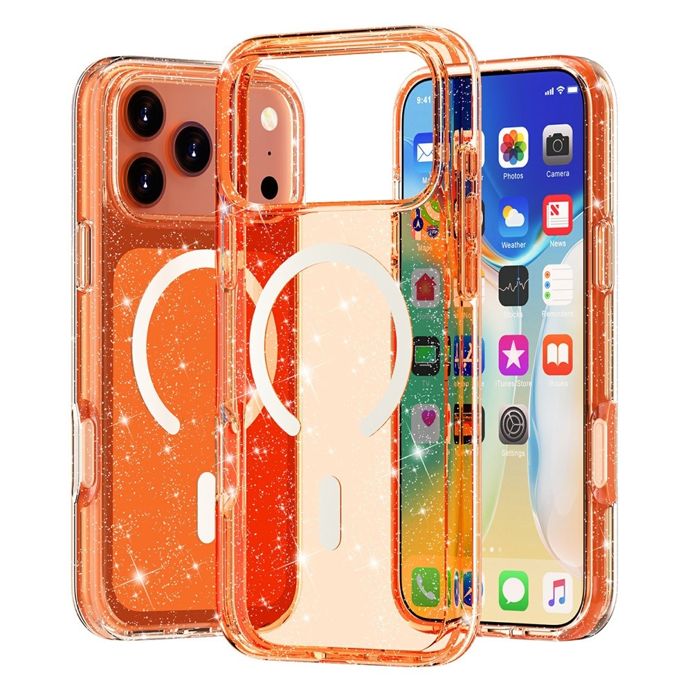 Powder gélový obal s pevným chrbtom a MagSafe na mobil iPhone 18 Pro Max/17 Pro Max - oranžový