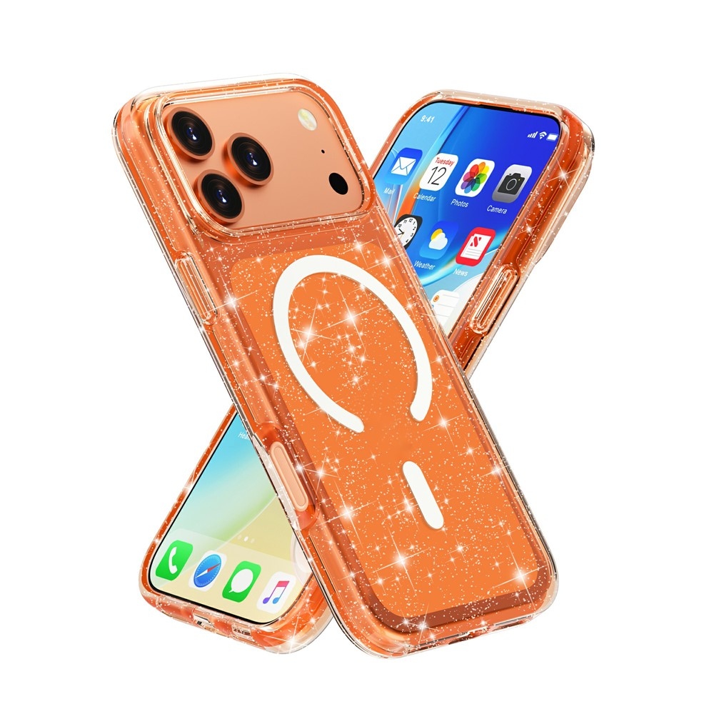 Powder gélový obal s pevným chrbtom a MagSafe na mobil iPhone 18 Pro Max/17 Pro Max - oranžový