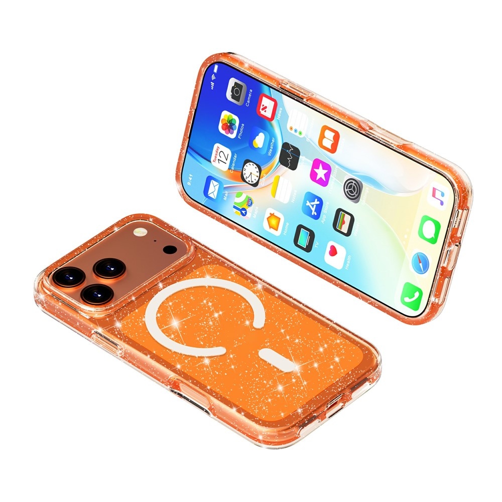Powder gélový obal s pevným chrbtom a MagSafe na mobil iPhone 18 Pro Max/17 Pro Max - oranžový