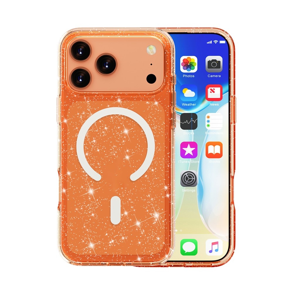 Powder gélový obal s pevným chrbtom a MagSafe na mobil iPhone 18 Pro Max/17 Pro Max - oranžový