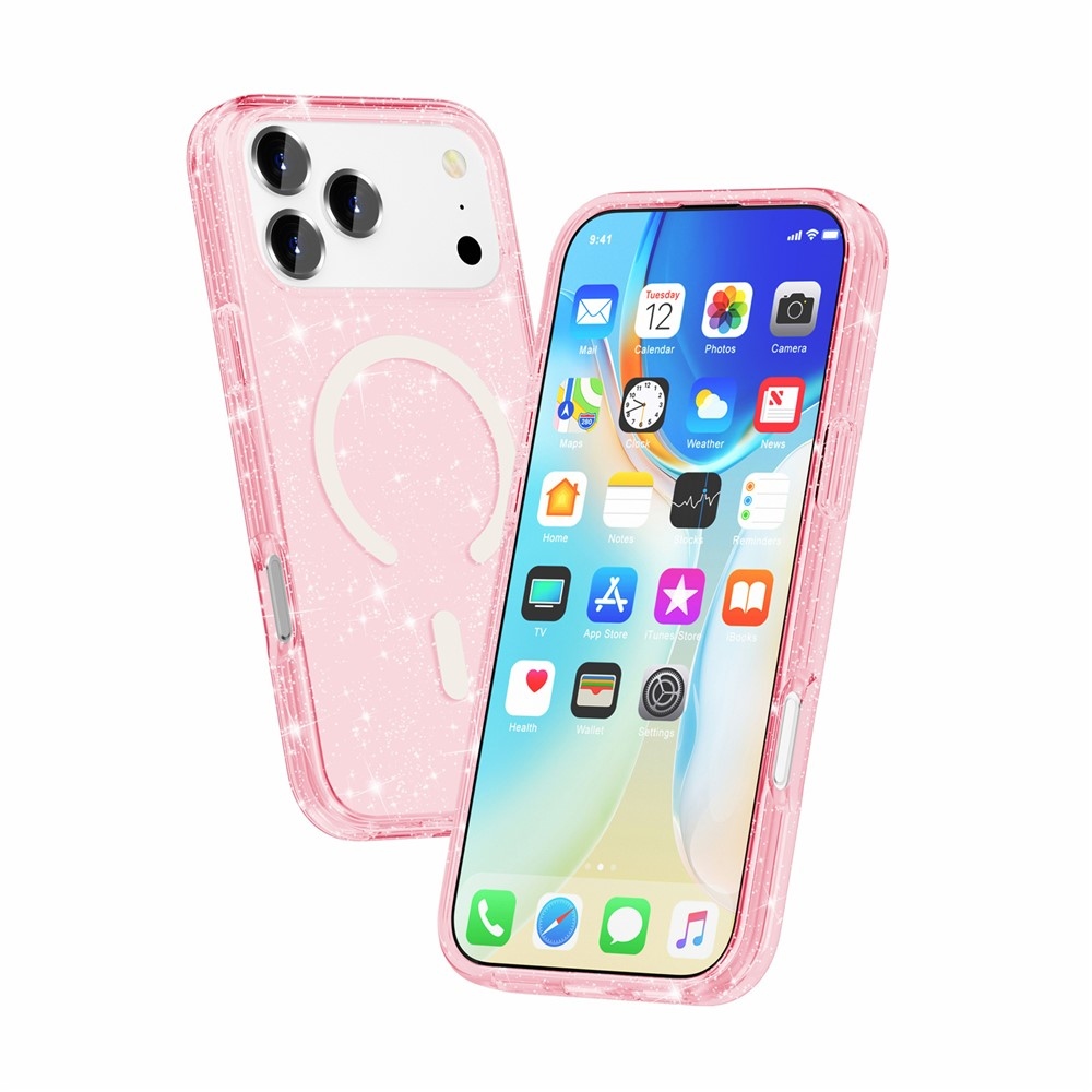 Powder gélový obal s pevným chrbtom a MagSafe na mobil iPhone 18 Pro Max/17 Pro Max - ružový