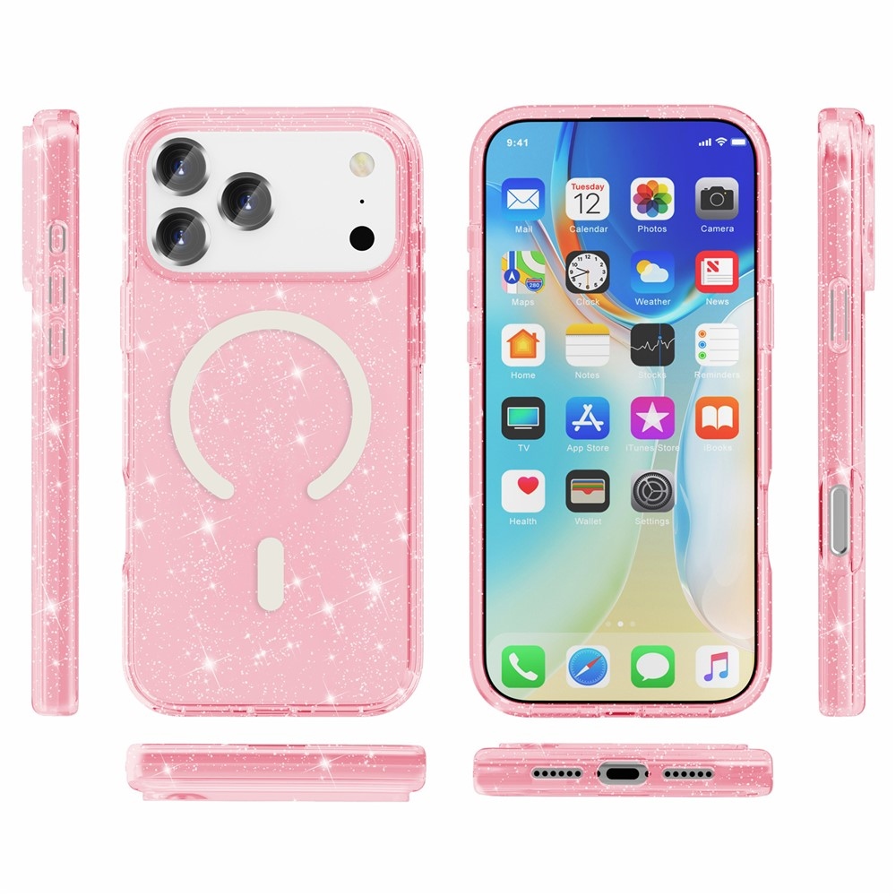 Powder gélový obal s pevným chrbtom a MagSafe na mobil iPhone 18 Pro Max/17 Pro Max - ružový