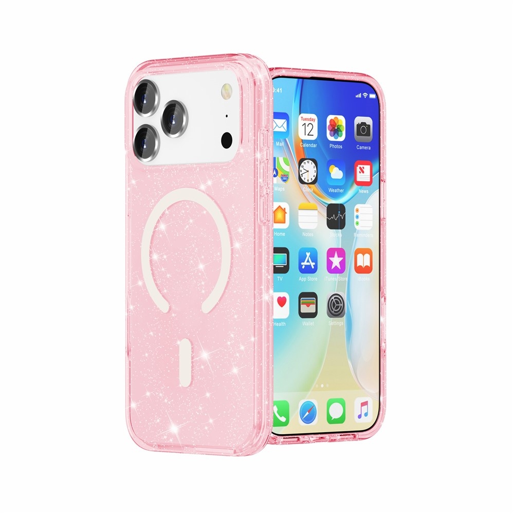 Powder gélový obal s pevným chrbtom a MagSafe na mobil iPhone 18 Pro Max/17 Pro Max - ružový