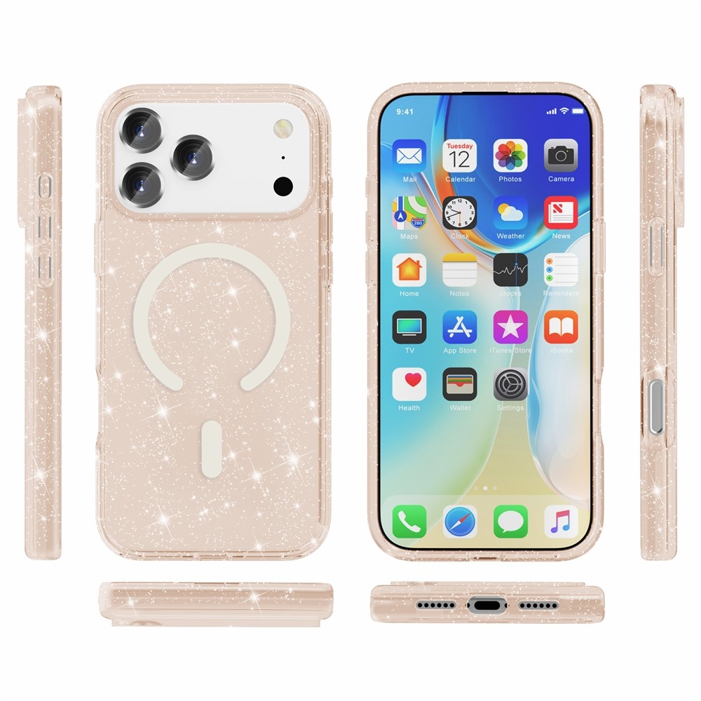 Powder gélový obal s pevným chrbtom a MagSafe na mobil iPhone 18 Pro Max/17 Pro Max - zlatý