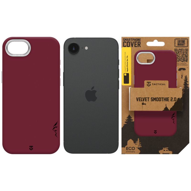 Tactical MagForce Velvet Smoothie 2.0 – puzdro pre Apple iPhone 16e/17e, farba Burgundy