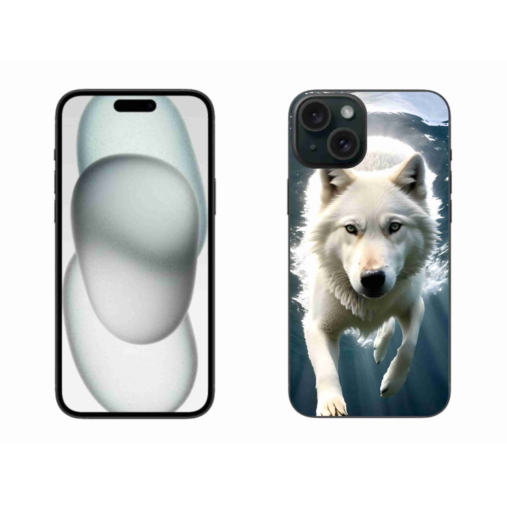 Gélový kryt mmCase na iPhone 15 Plus - biely vlk
