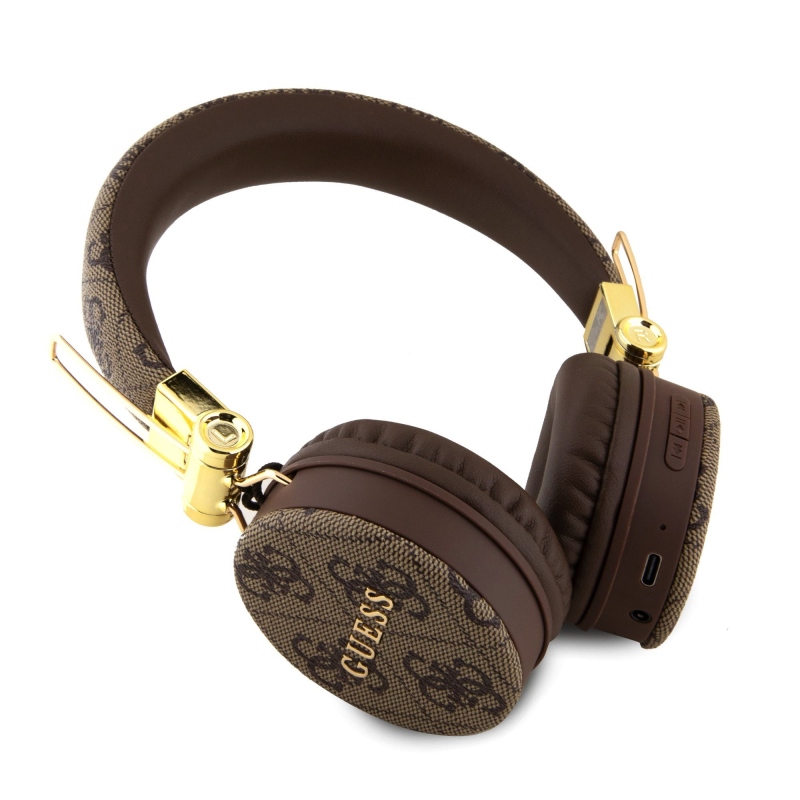 Guess PU Leather 4G Metal Logo BT5.3 Stereo Headphone Brown