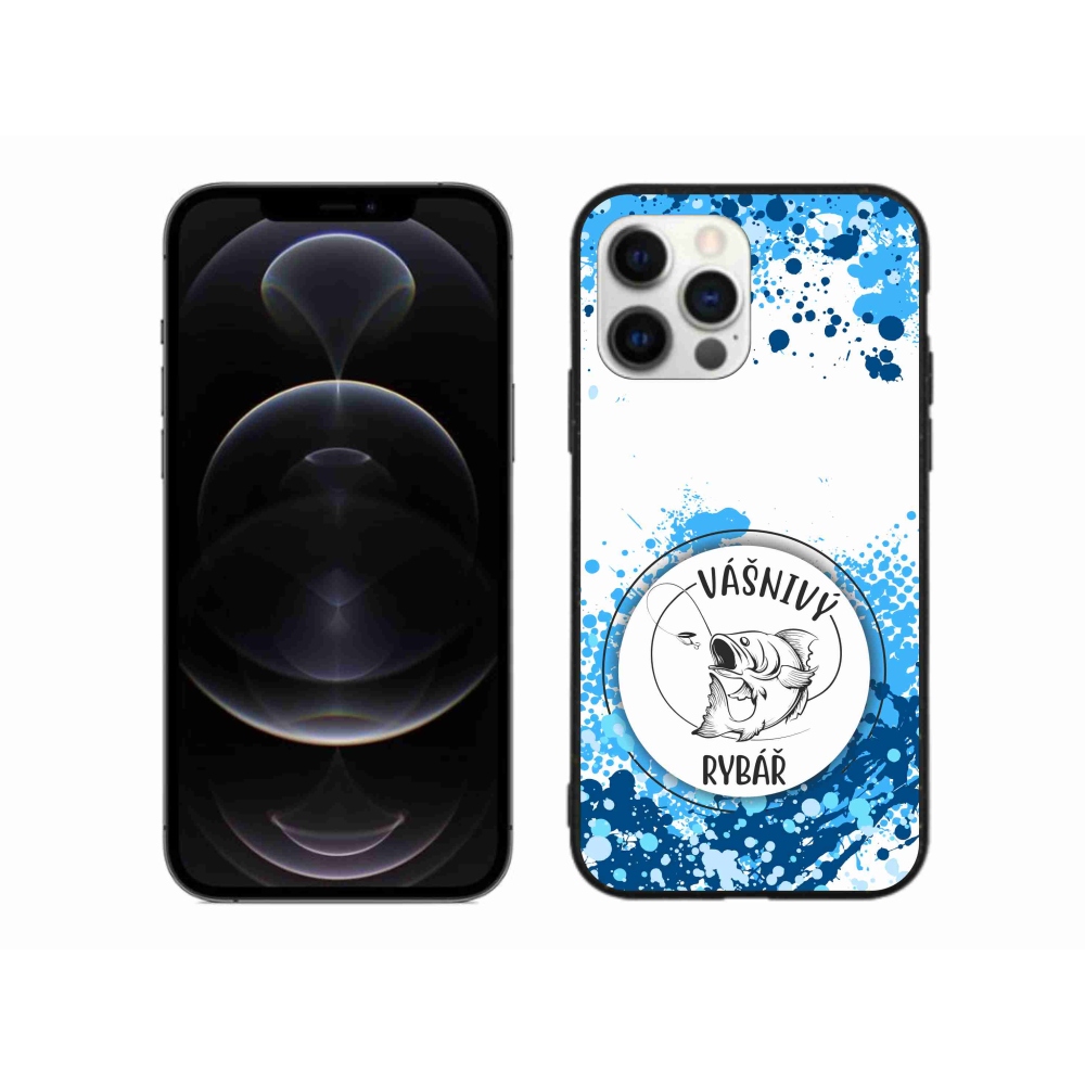 Gélový kryt mmCase na iPhone 12 Pro Max - vášnivý rybár biele pozadie