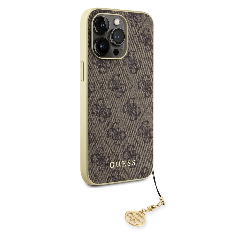 Guess 4G Charm Zadný Kryt pre iPhone 15 Pro Max Brown