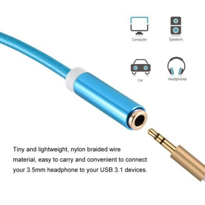 Prince redukcia USB Typ-C na audio jack 3.5 mm - modrá
