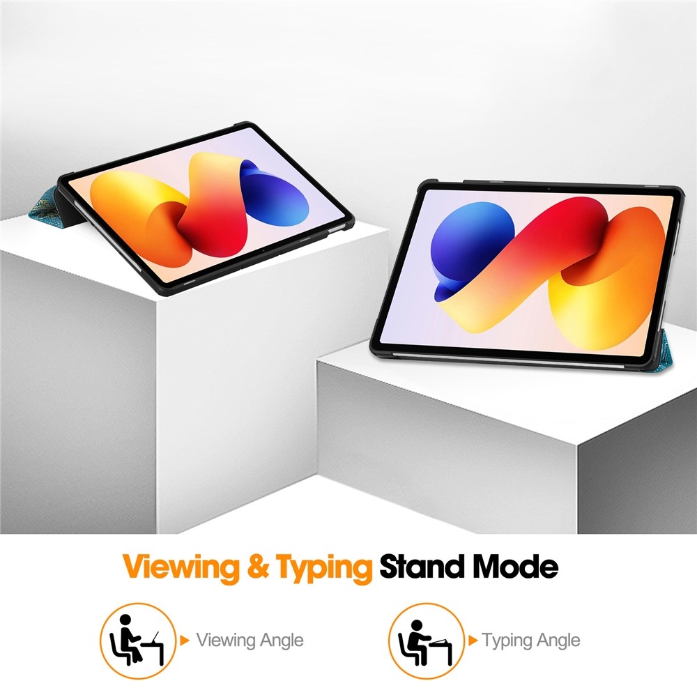 Print chytré zatváracie púzdro na Xiaomi Redmi Pad 2 Pro - biele kvety