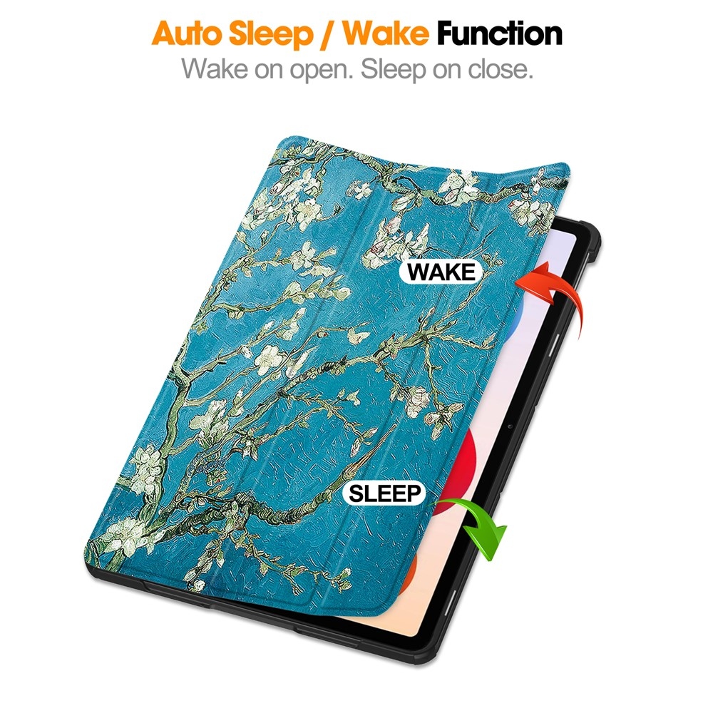 Print chytré zatváracie púzdro na Xiaomi Redmi Pad 2 Pro - biele kvety