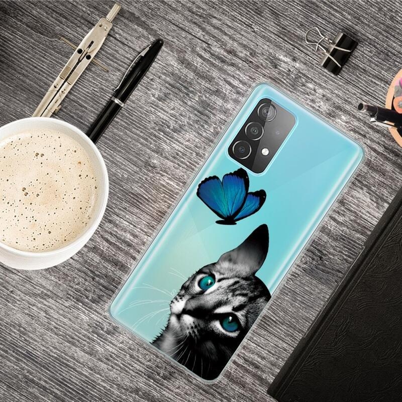 Print gélový obal na mobil Samsung Galaxy A53 5G - motýľ a mačka