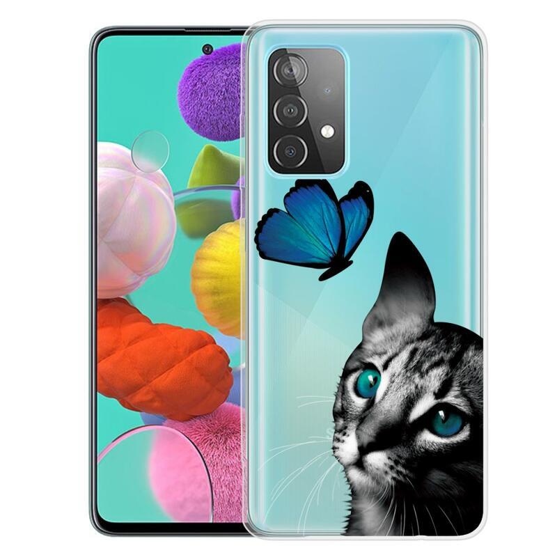 Print gélový obal na mobil Samsung Galaxy A53 5G - motýľ a mačka