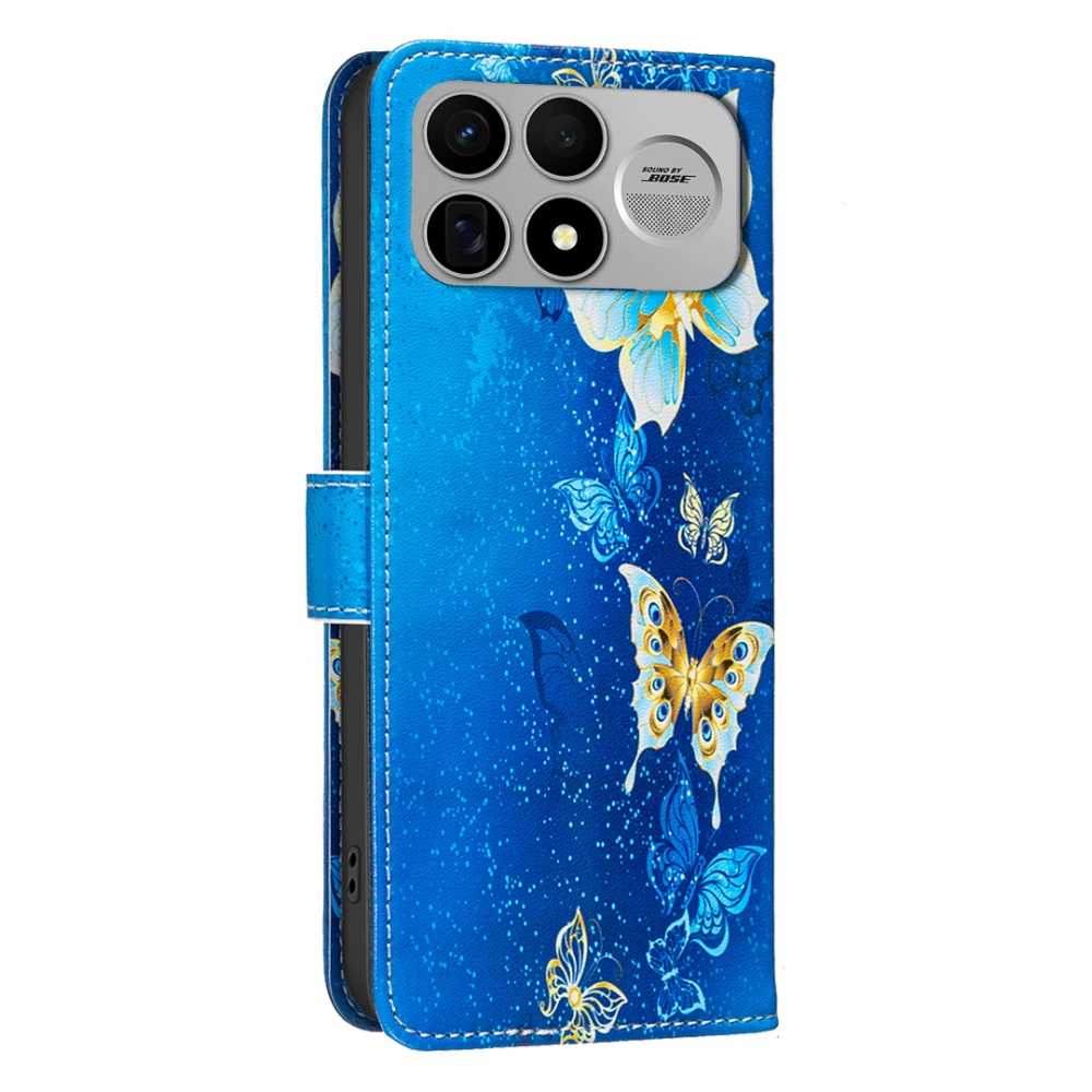 Print knižkové púzdro na mobil Xiaomi Poco F9 Ultra/F8 Ultra 5G - svetlomodrí motýle