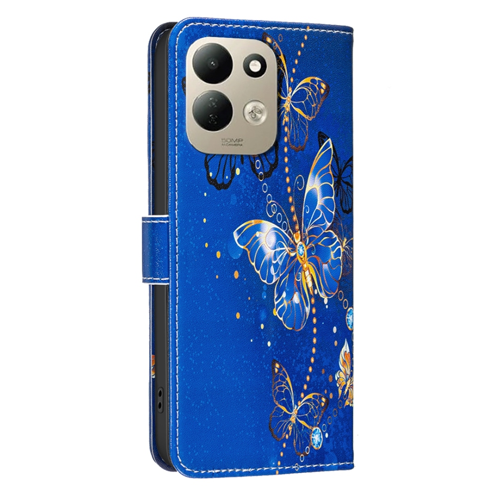 Print knižkové púzdro na mobil Xiaomi Redmi 17 4G/5G - modrozlatí motýle