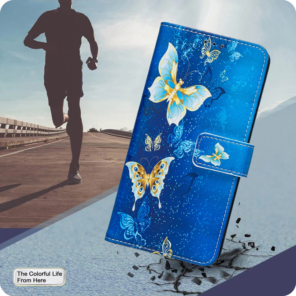 Print knižkové puzdro na mobil Xiaomi Redmi 17 4G/5G - svetlomodrí motýle