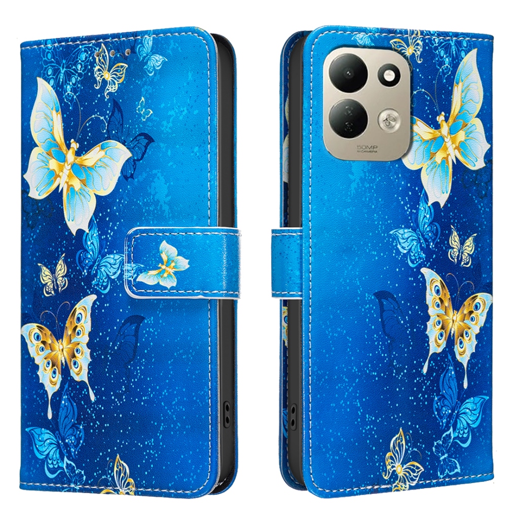 Print knižkové puzdro na mobil Xiaomi Redmi 17 4G/5G - svetlomodrí motýle