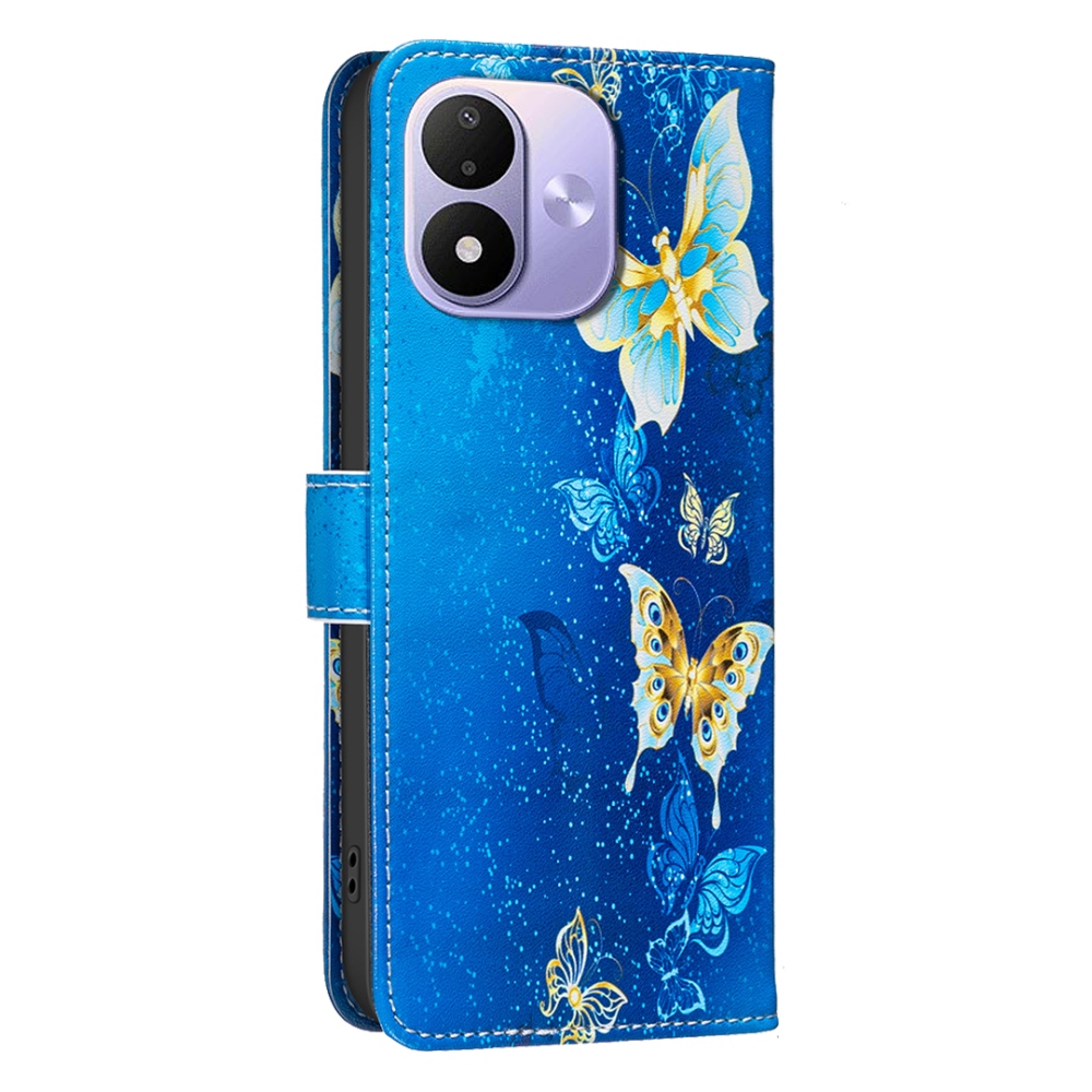 Print knižkové púzdro na mobil Xiaomi Redmi Note 17 4G/5G - svetlomodrí motýle