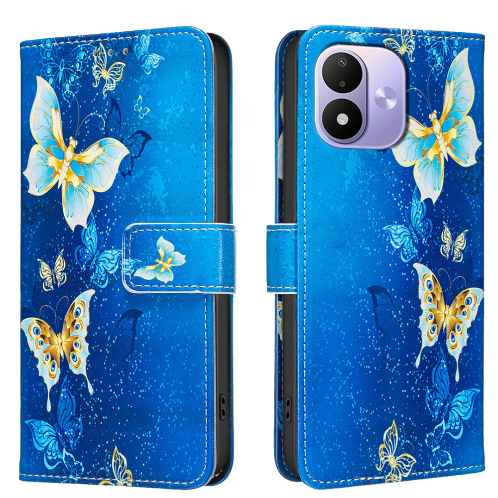 Print knižkové púzdro na mobil Xiaomi Redmi Note 17 4G/5G - svetlomodrí motýle