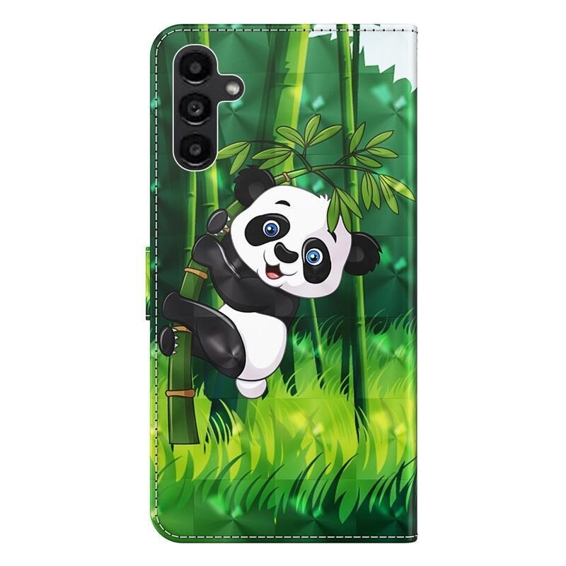 Print knižkové púzdro na Samsung Galaxy A14 4G/5G - panda na bambuse