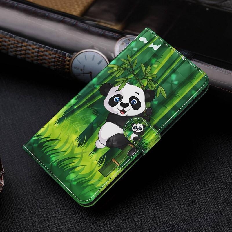 Print knižkové púzdro na Samsung Galaxy A14 4G/5G - panda na bambuse