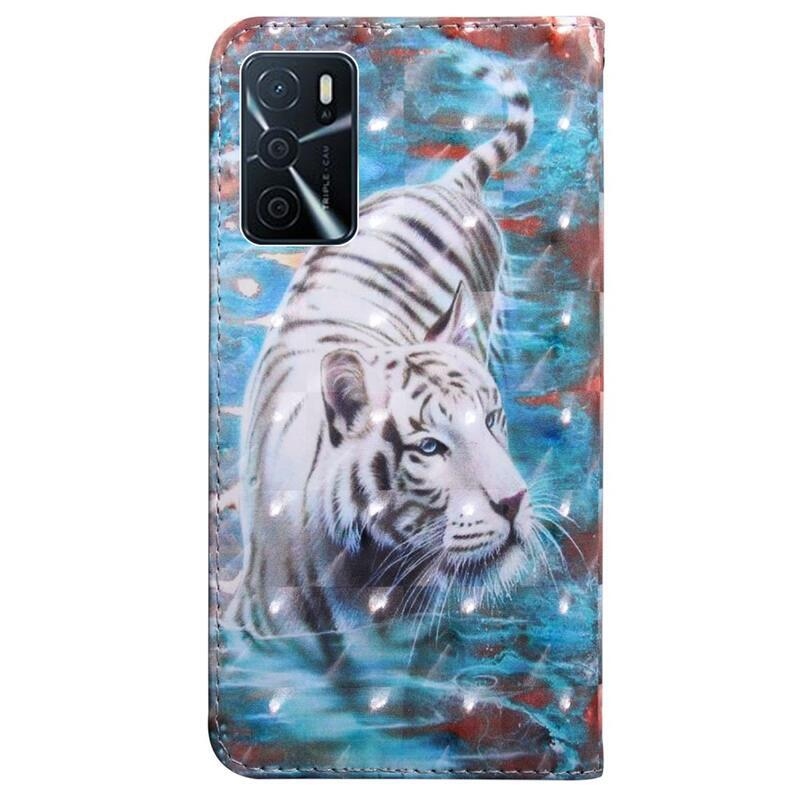 Print peňaženkové púzdro na mobil Oppo A16s/A54s - biely tiger