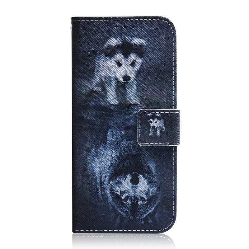 Print peněženkové puzdro na mobil Xiaomi Redmi 10/Redmi 10 (2022) - pes a odraz vlka