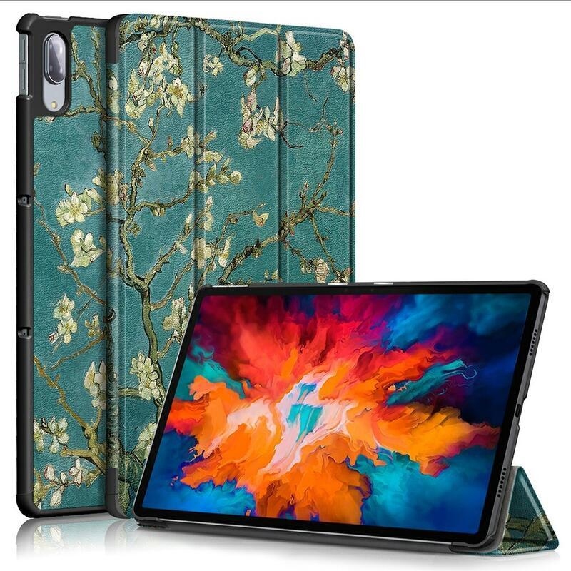 Print polohovateľné púzdro na Lenovo Tab P11 Pro - biele kvety