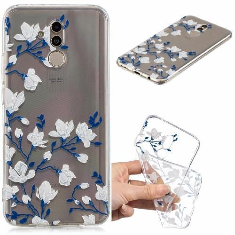 Print silikónový obal na mobil Huawei Mate 20 Lite - biele kvety