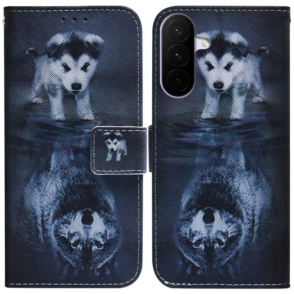 Printy knižkové púzdro na Samsung Galaxy A27 - šteňa a odraz vlka