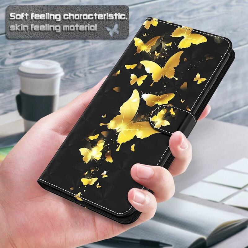 Printy peňaženkové puzdro na mobil Xiaomi Redmi A1+/A2+ - zlatí motýle