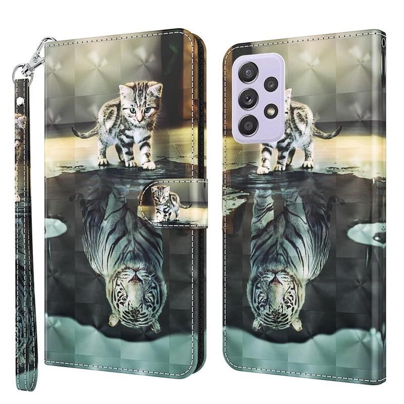 Printy peňaženkové púzdro pre mobil samsung Galaxy A33 5G - mačka a odraz tigra
