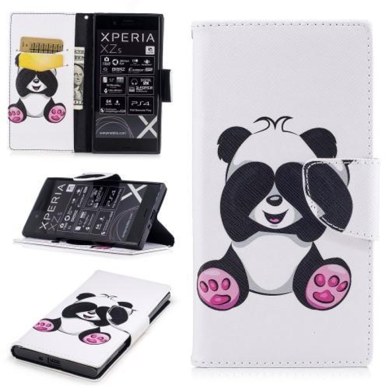 Printy PU kožené knížkové puzdro na Sony Xperia XZ - panda