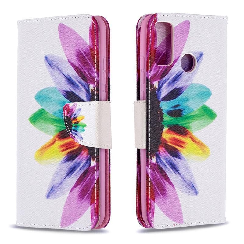Printy PU kožené peněženkové puzdro na mobil Honor 9X Lite - farebný kvet